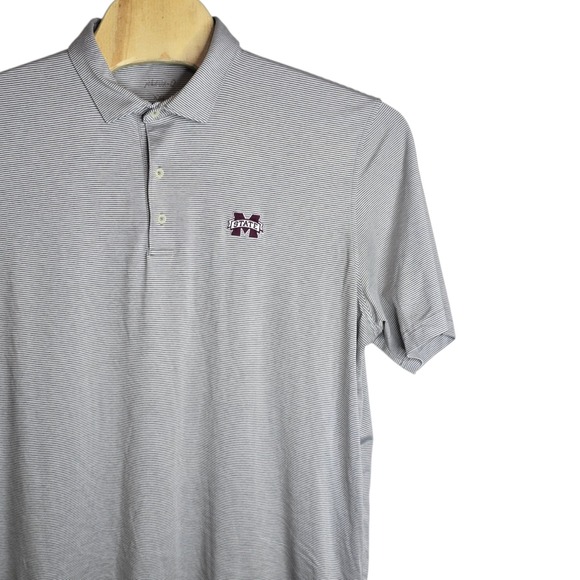 johnnie-O Other - Johnnie-O Mens XXL Mississippi State Bulldogs Polo Shirt Gray Striped Golf Top